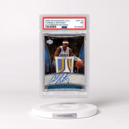 2005 UD Exquisite Collection Autograph Patches #AP-CA Carmelo Anthony (PSA 7 NM)