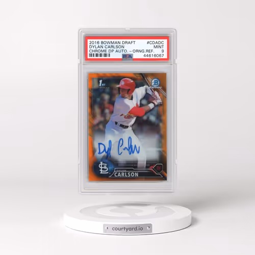 2016 Bowman Draft Chrome Draft Picks Autographs #CDADC Dylan Carlson - Orange Refractor (PSA 9 MINT)