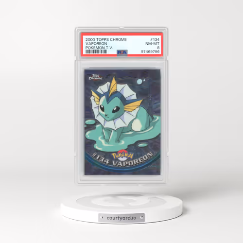 2000 Chrome Series 2 #134 Vaporeon - Chrome (Topps Chrome Stamp on Front of Card) (PSA 8 NM-MT)