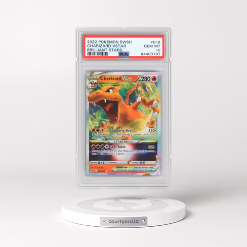 2022 Pokémon Sword & Shield Brilliant Stars #018 Charizard Vstar (PSA 10 GEM MINT)