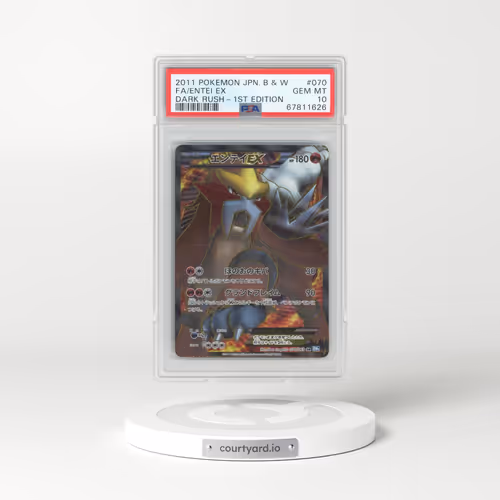 2011 Pokémon Black & White Dark Rush #070 Entei EX - 1st Edition Holo Full Art (PSA 10 GEM MINT)