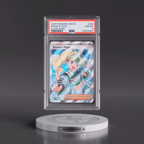 2025 Pokémon Dri EN-Destined Rivals #220 Emcee's Hype - Ultra Rare (PSA 8 NM-MT)