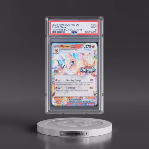 2025 Pokémon Pre EN-Prismatic Evolutions #014 Flareon EX - Holo Surprise Box Exclusive (PSA 9 MINT)