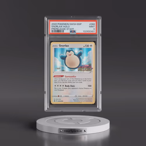 2020 Pokémon Swsh Black Star Promo #068 Snorlax - Holo Prerelease-Staff (PSA 9 MINT)
