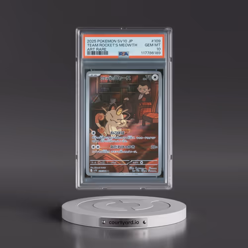 2025 Pokémon SV10-Glory of Team Rocket #109 Team Rocket's Meowth - Art Rare (PSA 10 GEM MINT)