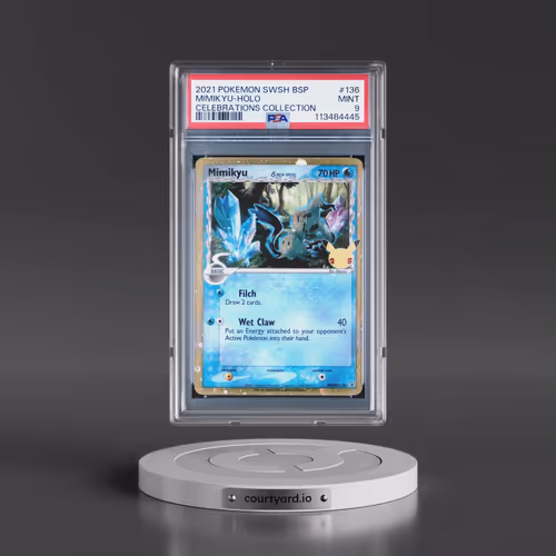 2021 Pokémon Swsh Black Star Promo #136 Mimikyu - Holo Celebrations Collection (PSA 9 MINT)