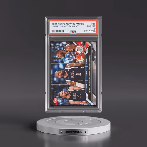 2024 Topps Now Olympic Games #26 Kevin Durant/LeBron James/Steph Curry (PSA 8 NM-MT)