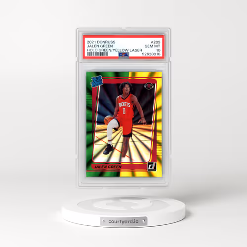 2021 Panini Donruss #209 Jalen Green - Holo Green/Yellow Laser (PSA 10 GEM MINT)