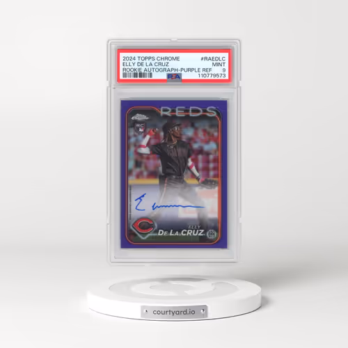 2024 Topps Chrome Rookie Autographs #RAEDLC Elly de La Cruz - Purple Refractor (PSA 9 MINT)