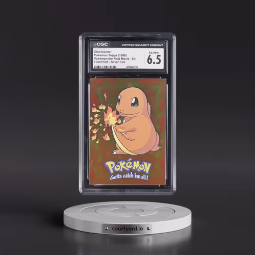 1999 Pokémon the First Movie #E4 No.04 Charmander - First Print (Blue Topps Logo) Silver Foil (CGC 6