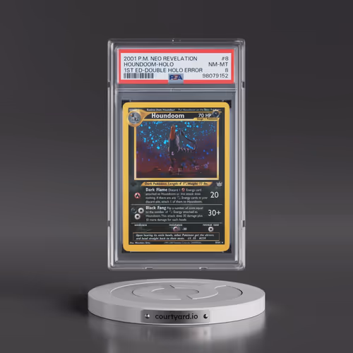 2001 Pokémon Neo Revelation #8 Houndoom - 1st Edition Double Holo Error (PSA 8 NM-MT)
