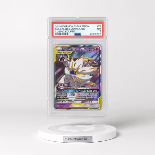 2019 Pokémon Sun & Moon Cosmic Eclipse #75 Solgaleo & Lunala GX - Holo (PSA 7 NM)