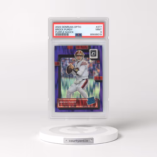 2022 Panini Donruss Optic #277 Brock Purdy - Purple Shock (PSA 9 MINT)