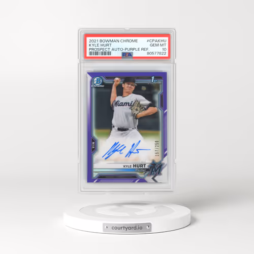 2021 Bowman Chrome Prospect Autographs #CPAKHU Kyle Hurt - Purple Refractor (PSA 10 GEM MINT)