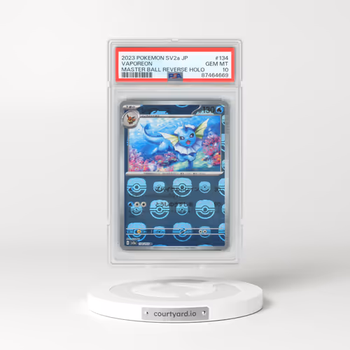 2023 Pokémon Card 151 #134 Vaporeon - Reverse Holo Master Ball (PSA 10 GEM MINT)