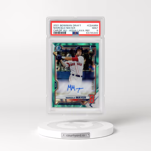 2021 Bowman Draft Chrome Draft Pick Autographs #CDAMM Marcelo Mayer - Aqua Lava Refractor (PSA 9 MINT)