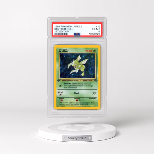 1999 Pokémon Jungle #10 Scyther - 1st Edition Holo (PSA 6 EX-MT)