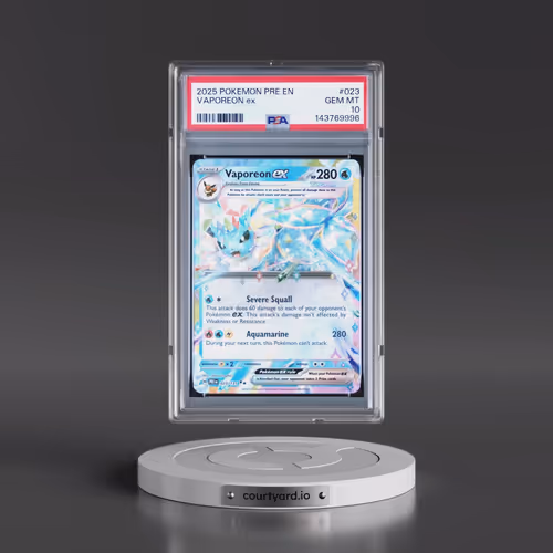2025 Pokémon Pre EN-Prismatic Evolutions #023 Vaporeon EX - Holo (PSA 10 GEM MINT)