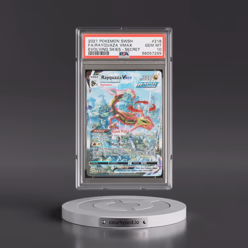 2021 Pokémon Sword & Shield Evolving Skies #218 Rayquaza Vmax - Full Art Secret (PSA 10 GEM MINT)