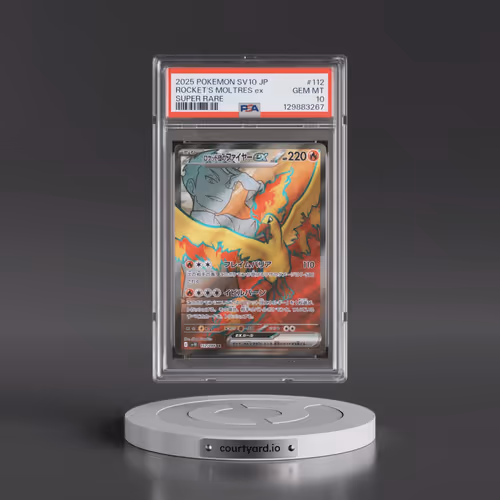 2025 Pokémon SV10-Glory of Team Rocket #112 Team Rocket's Moltres EX - Holo Super Rare (PSA 10 GEM M
