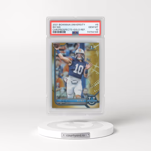 2021 Bowman University Chrome Prospects #8 Bo Nix - Gold Refractor (PSA 10 GEM MINT)