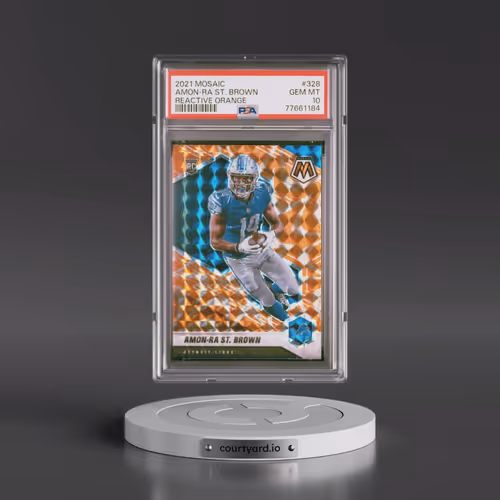2021 Panini Mosaic #328 Amon-RA St. Brown - Reactive Orange (PSA 10 GEM MINT)