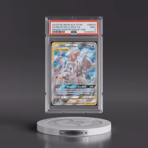 2019 Pokémon SM Black Star Promo #SM191 Mewtwo & Mew GX - Holo Full Art Power Partnership Tins (PSA