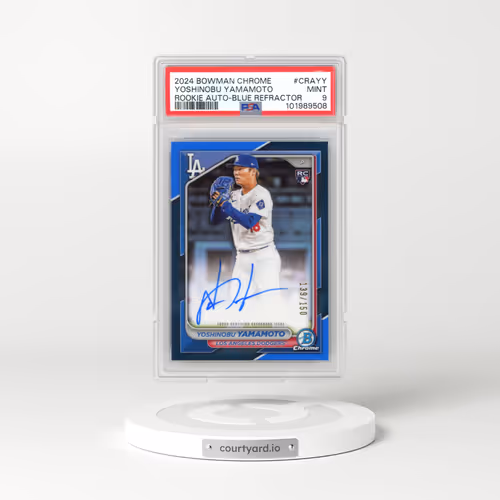 2024 Bowman Chrome Chrome Rookie Autographs #CRAYY Yoshinobu Yamamoto - Blue Refractor (PSA 9 MINT)