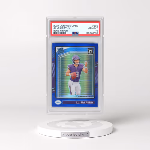 2024 Panini Donruss Optic #235 JJ McCarthy - Blue Hyper (PSA 10 GEM MINT)