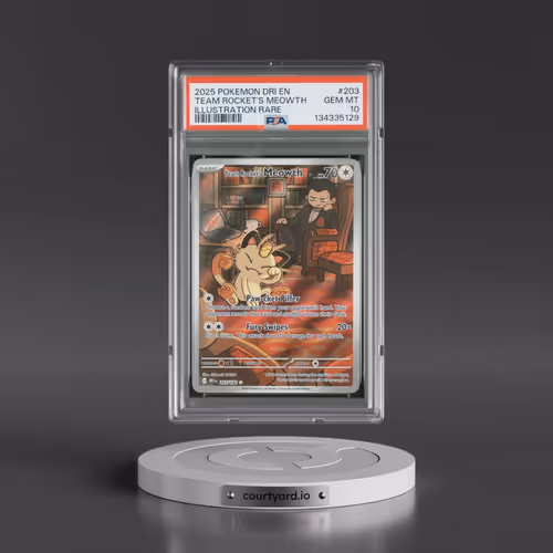 2025 Pokémon Dri EN-Destined Rivals #203 Team Rocket's Meowth - Illustration Rare (PSA 10 GEM MINT)