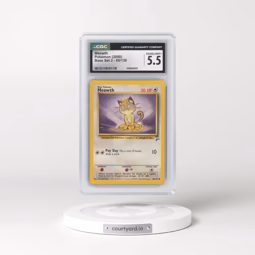2000 Base Set 2 #80/130 Meowth (CGC 5.5 EX+)