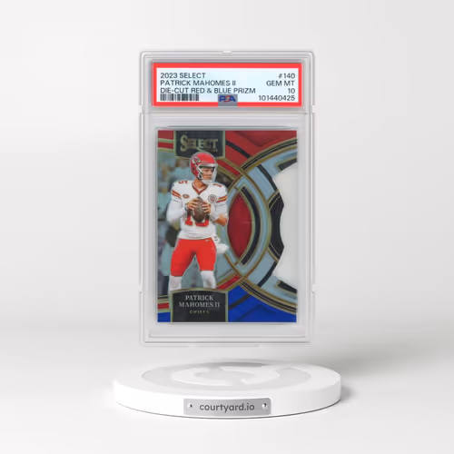 2023 Panini Select #140 Patrick Mahomes II - Die-Cut Red & Blue Prizm (PSA 10 GEM MINT)