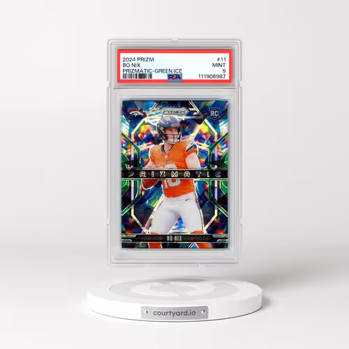 2024 Panini Prizm Prizmatic #11 Bo Nix - Green Ice (PSA 9 MINT)