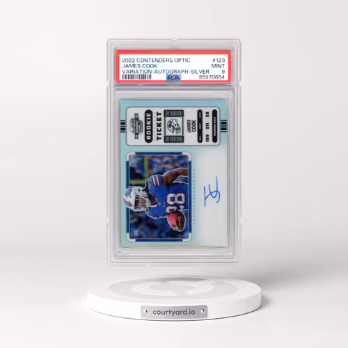 2022 Panini Contenders Optic #123 James Cook - Variation-Autograph-Silver (PSA 9 MINT)
