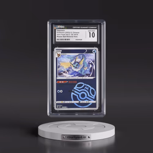 2025 Gem Pack Volume 2 - CBB2C - Simplified #02 10/14 Vaporeon - Reverse Holo Master Ball (CGC 10 GE
