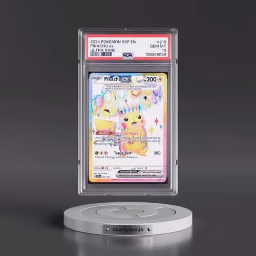2024 Pokémon Ssp EN-Surging Sparks #219 Pikachu EX - Holo Ultra Rare (PSA 10 GEM MINT)