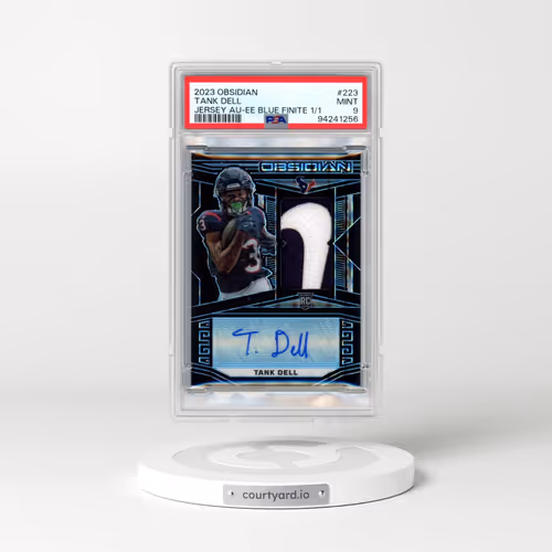 2023 Panini Obsidian #223 Tank Dell - Jersey Autograph-Electric Etch Blue Finite 1/1 (PSA 9 MINT)