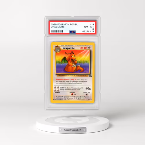 1999 Pokémon Fossil #19 Dragonite (PSA 8 NM-MT)