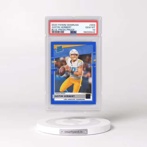 2020 Panini Donruss #303 Justin Herbert - Blue Press Proof (PSA 10 GEM MINT)