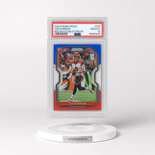 2020 Panini Prizm #307 Joe Burrow - Red/White/Blue Prizm (PSA 10 GEM MINT)