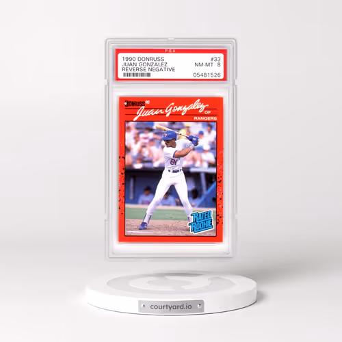 1990 Donruss #33 Juan Gonzalez (PSA 8 NM-MT)