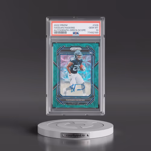 2022 Panini Prizm #326 Hassan Haskins - Autograph-Green Scope (PSA 10 GEM MINT)