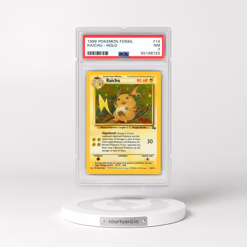 1999 Pokémon Fossil #14 Raichu - Holo (PSA 7 NM)