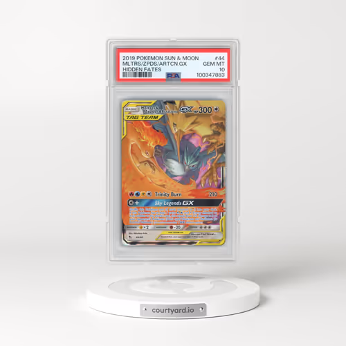 2019 Pokémon Sun & Moon Hidden Fates #44 Moltres & Zapdos & Articuno GX - Holo (PSA 10 GEM MINT)