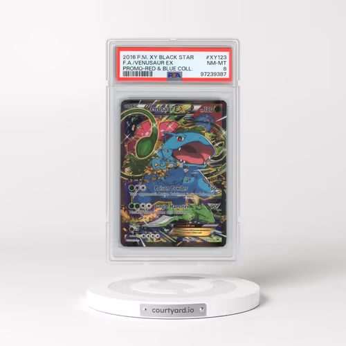 2016 Pokémon XY Black Star Promo #XY123 Venusaur EX - Holo Full Art Red & Blue Collection (PSA 8 NM-MT)
