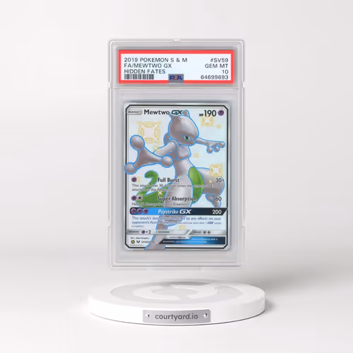 2019 Pokémon Sun & Moon Hidden Fates #SV59 Mewtwo GX - Holo Full Art (PSA 10 GEM MINT)