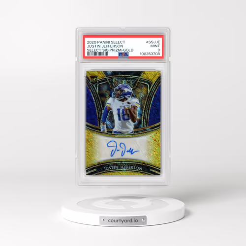 2020 Panini Select Select Signatures Prizm #SSJJE Justin Jefferson - Gold (PSA 9 MINT)