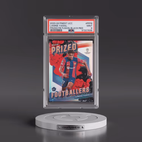 2023-24 Topps Finest UEFA Club Competitions Prized Footballers Fusion #PFF8 Lamine Yamal - Black/Red