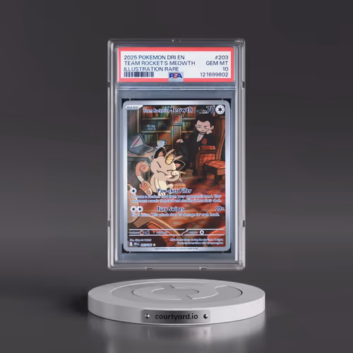 2025 Pokémon Dri EN-Destined Rivals #203 Team Rocket's Meowth - Illustration Rare (PSA 10 GEM MINT)