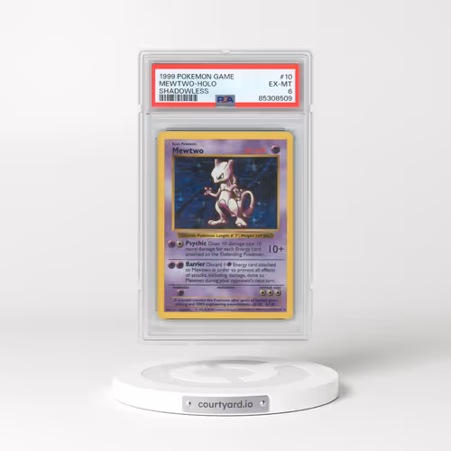 1999 Pokémon Game #10 Mewtwo - Holo Shadowless (PSA 6 EX-MT)
